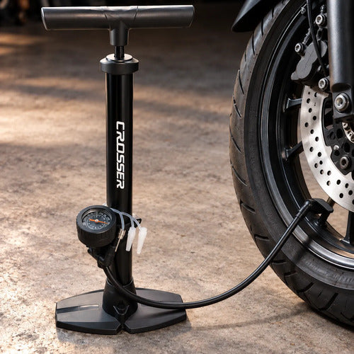 Inflador De Pie Manual Crosser 160 Psi Con Manómetro – foto 6