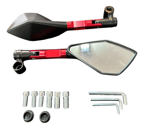 Espejo Tunning Moto Caferacer Y Otros Rojo