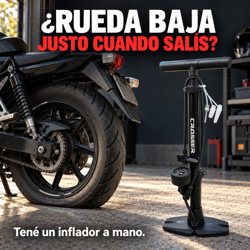 Inflador De Pie Manual Crosser 160 Psi Con Manómetro – foto 2