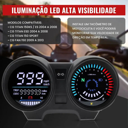 Tablero Digital RPM para Honda CG Titan 150 / Fan 150 (2004 a 2008) – foto 8