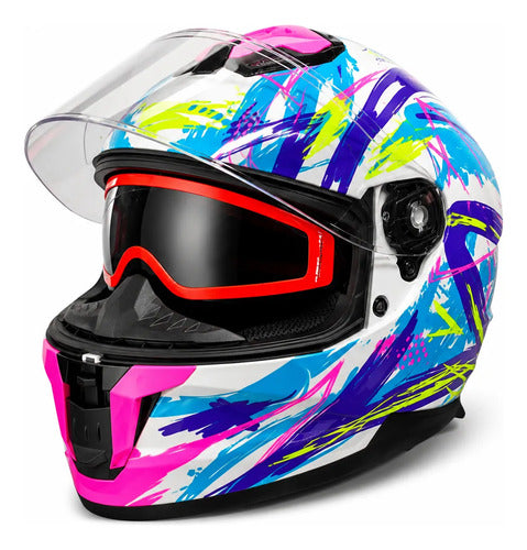 Casco Ls2 Ff808 Scratches White Purple