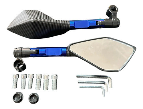 Espejo Tunning Moto Caferacer Y Otros Azul