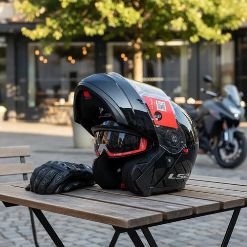 Casco Ls2 Ff908 Negro Brillante Rebatible