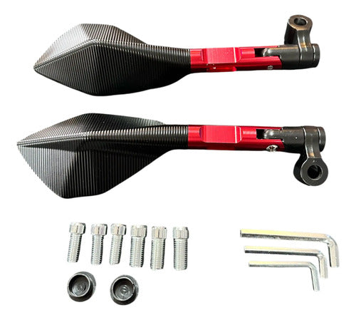 Espejo Tunning Moto Caferacer Y Otros Rojo – foto 2