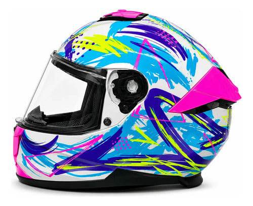 Casco Ls2 Ff808 Scratches White Purple – foto 3