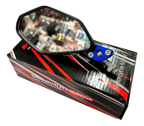 Espejo Universal Para Moto Tunning Azul